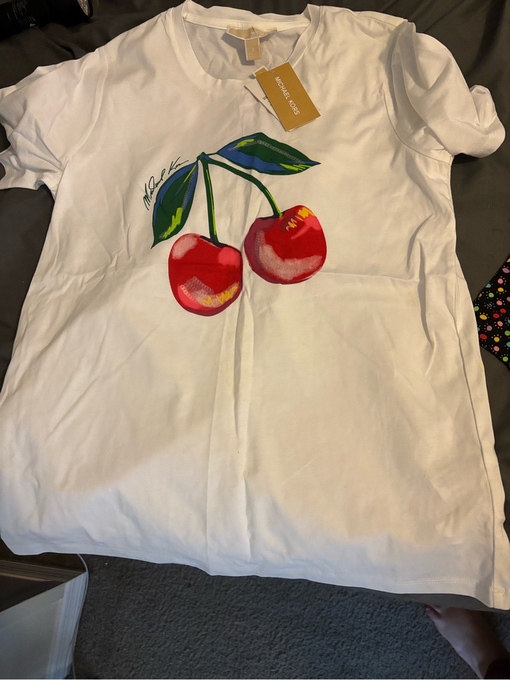 Michael Kors womans White Cherry Graphic Tee